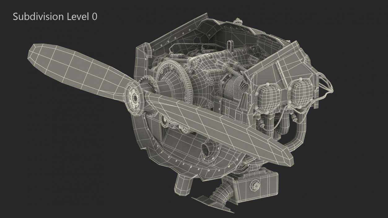 3D model Aero Engine Lycoming O 320 Old