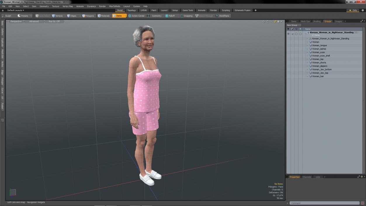 Korean Woman in Nightwear Standing 3D model