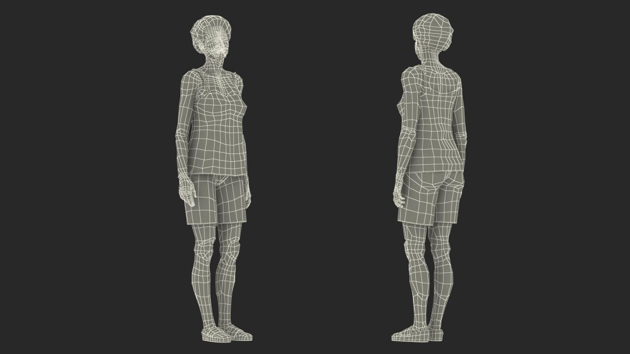 Korean Woman in Nightwear Standing 3D model