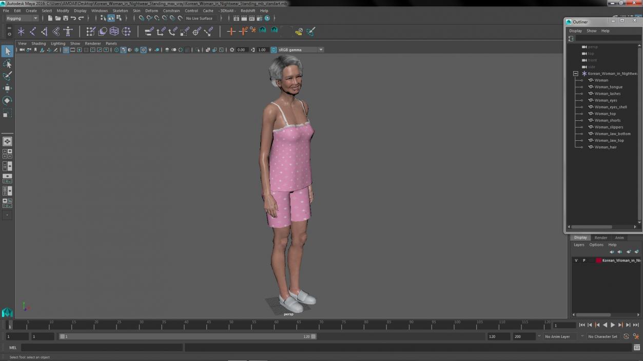 Korean Woman in Nightwear Standing 3D model