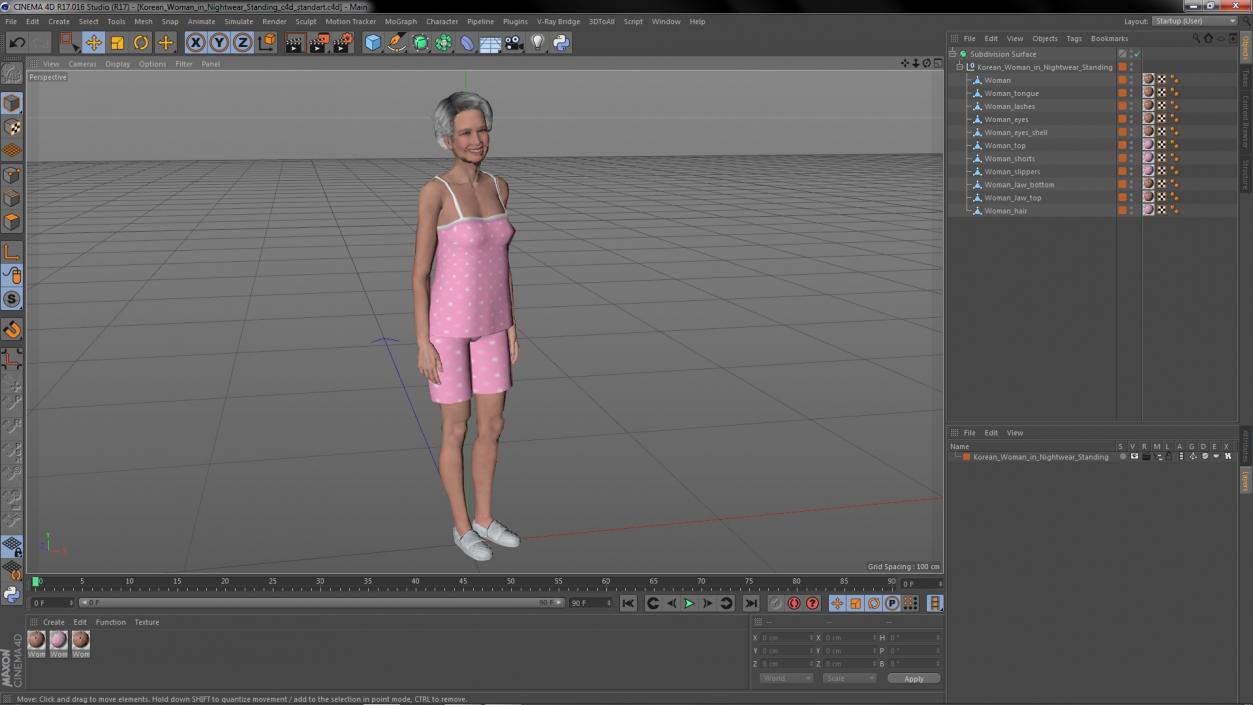 Korean Woman in Nightwear Standing 3D model