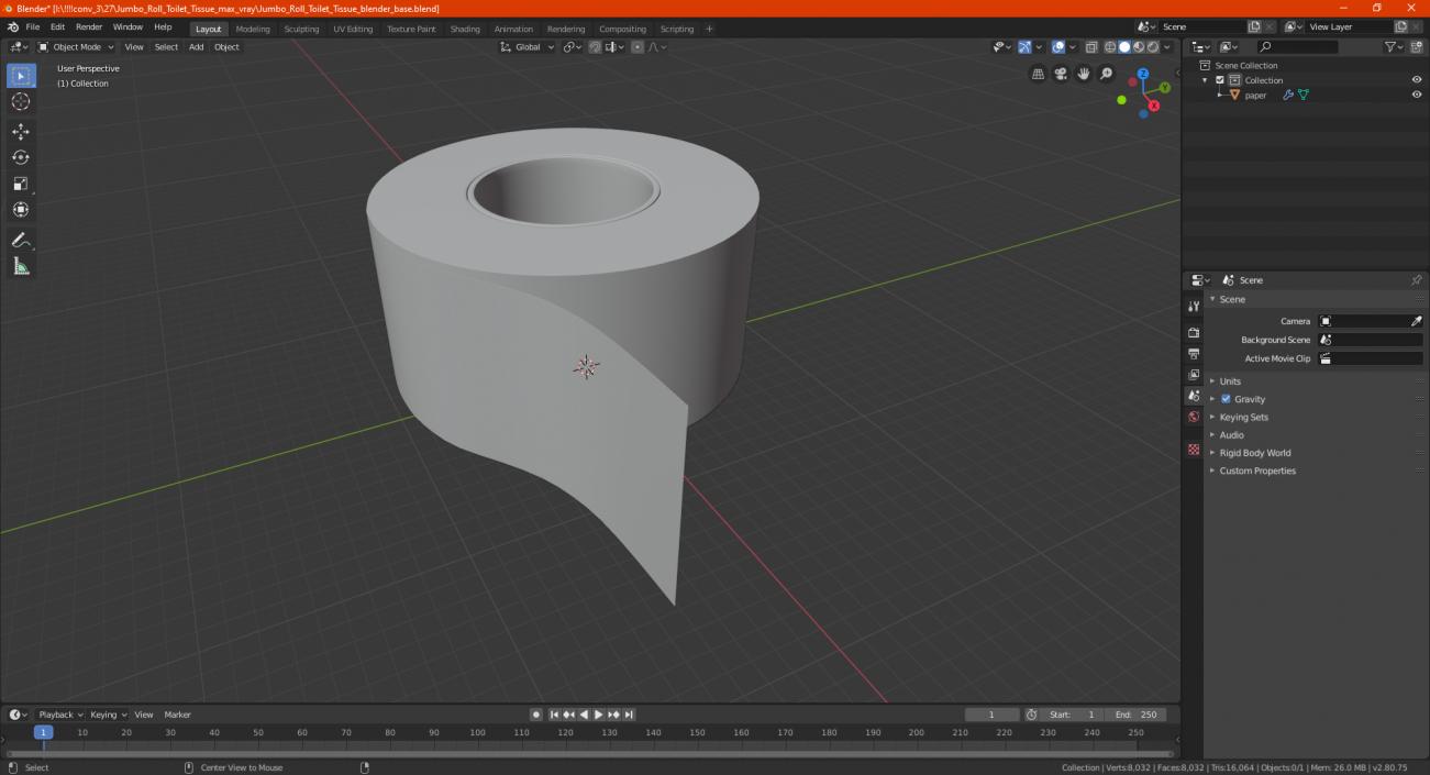 Jumbo Roll Toilet Tissue 3D model