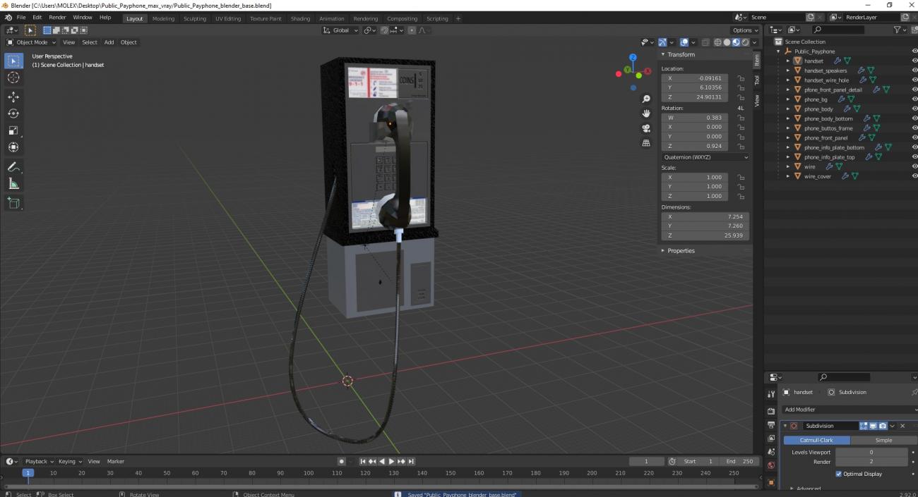 3D model Public Payphone