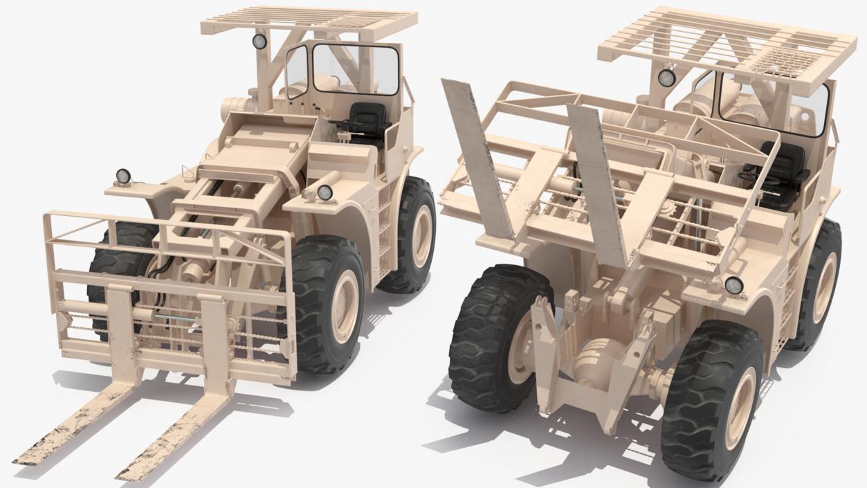 3D Pettibone Rough Terrain Military Forklift Sand Rigged model