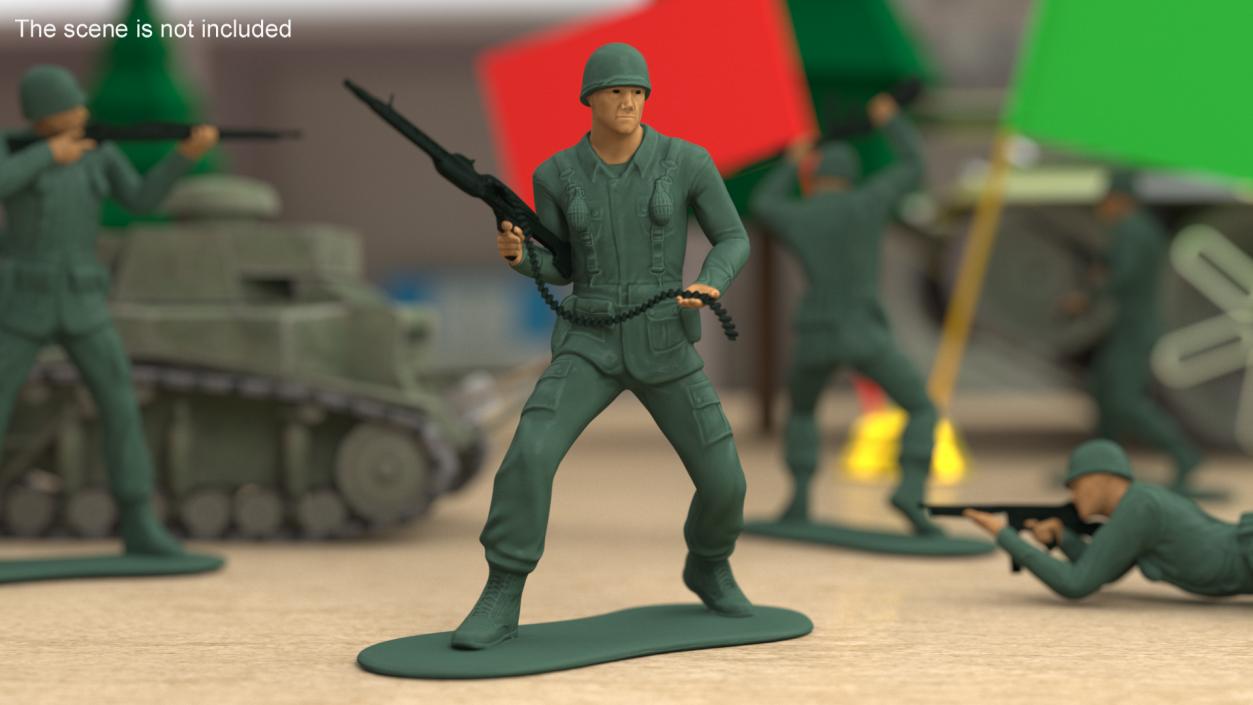 3D Miniature Toy Soldier with Machine Gun model