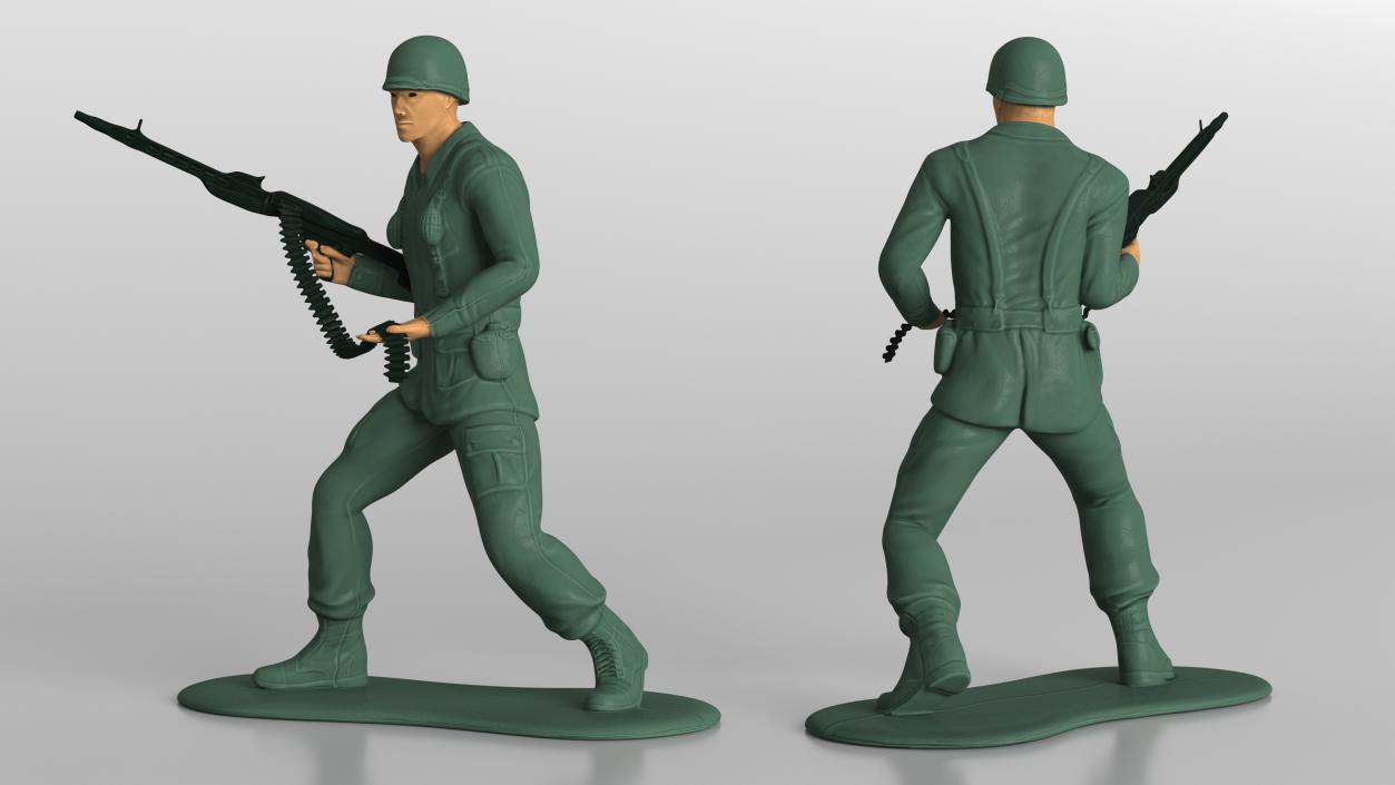 3D Miniature Toy Soldier with Machine Gun model