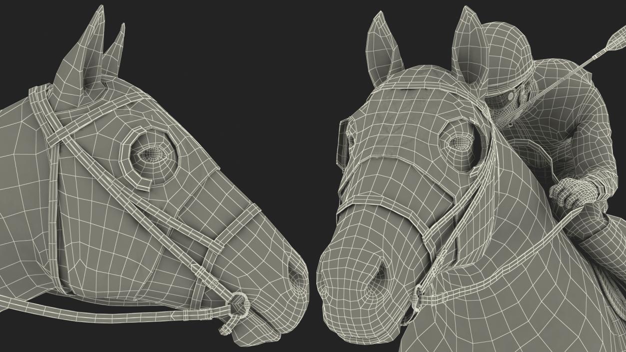 Running Black Racing Horse with Jokey 3D