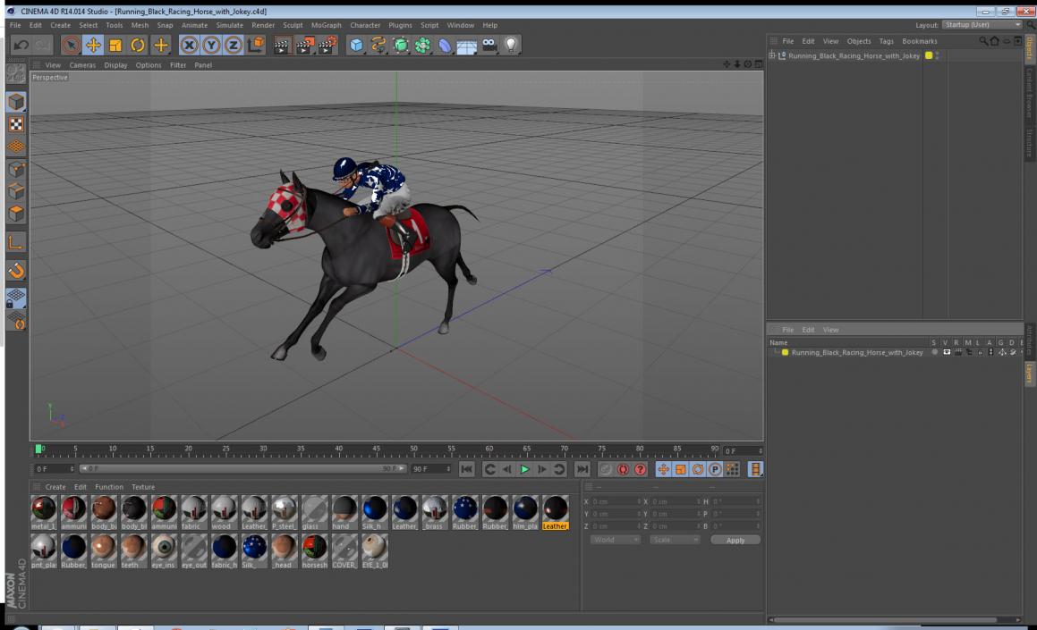 Running Black Racing Horse with Jokey 3D