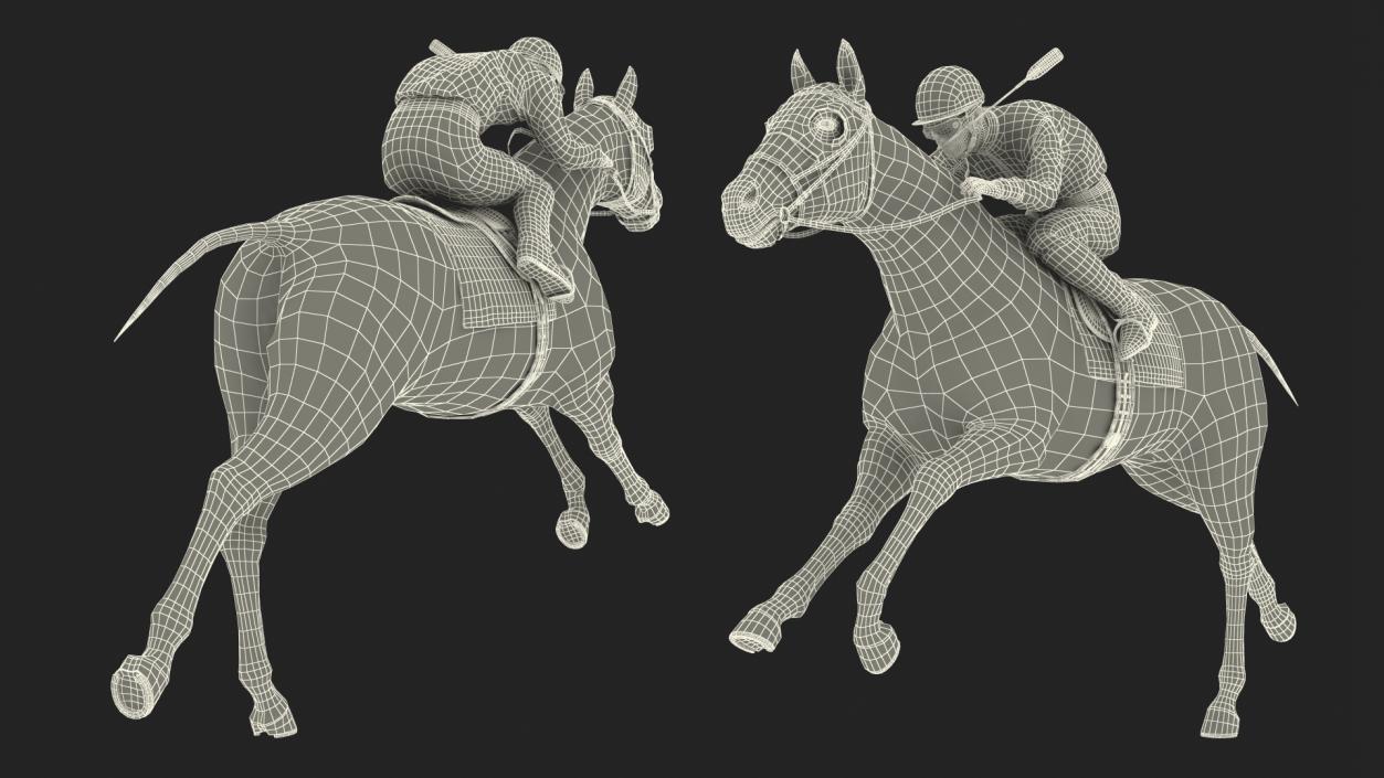 Running Black Racing Horse with Jokey 3D