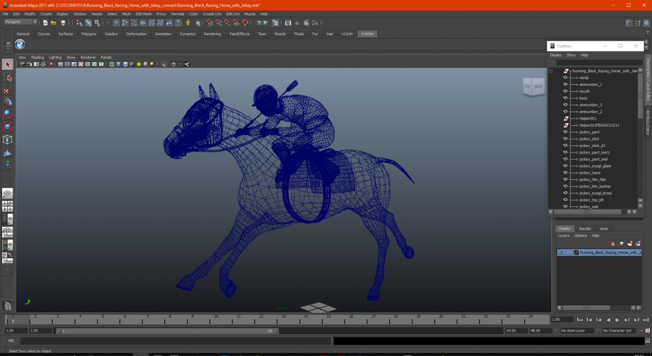 Running Black Racing Horse with Jokey 3D