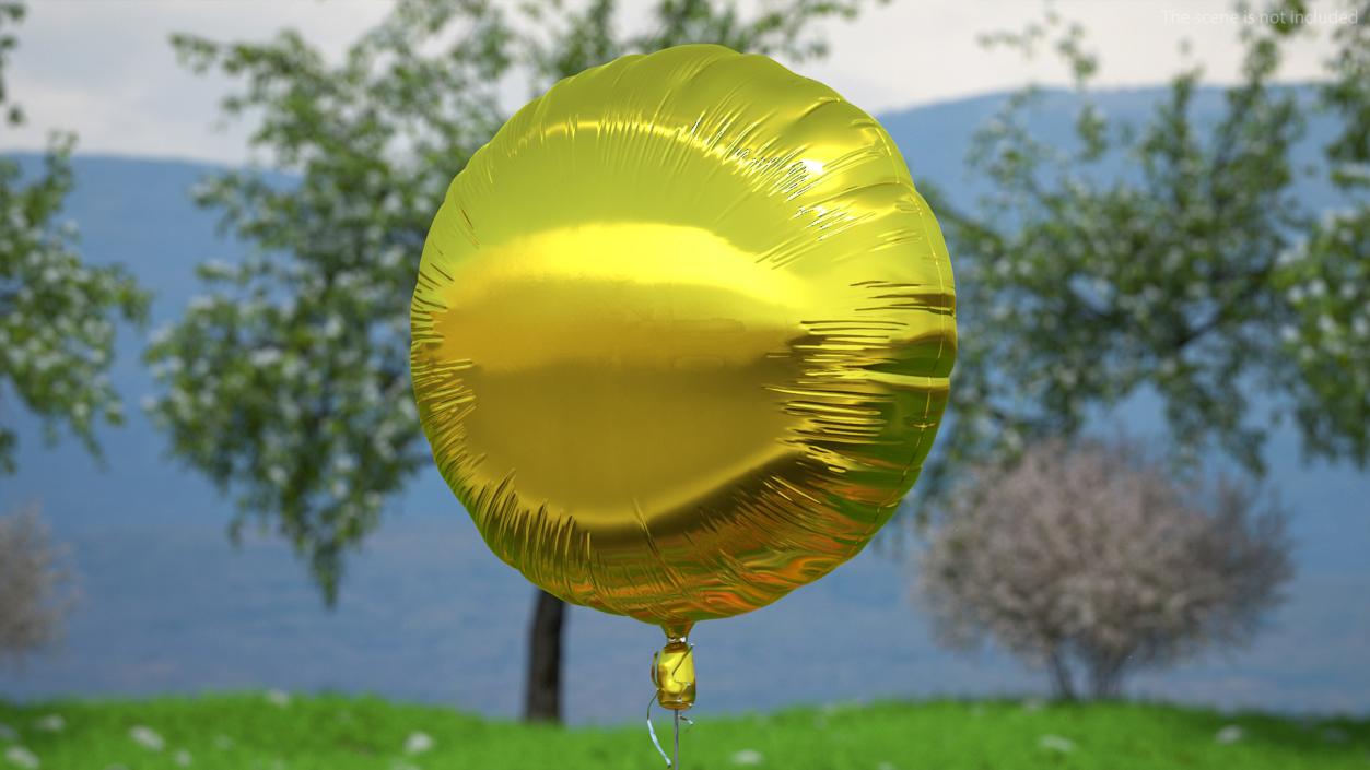 3D Round Foil Balloon Gold model