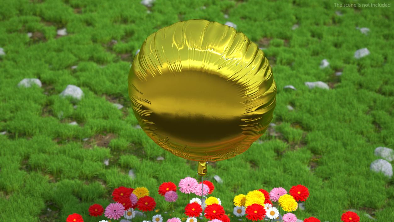 3D Round Foil Balloon Gold model