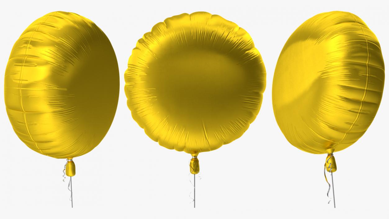 3D Round Foil Balloon Gold model