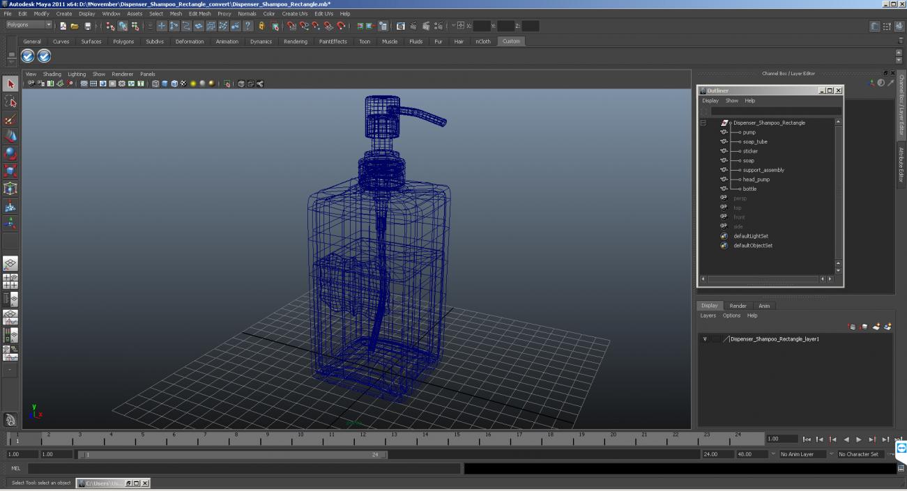 Dispenser Shampoo Rectangle 3D