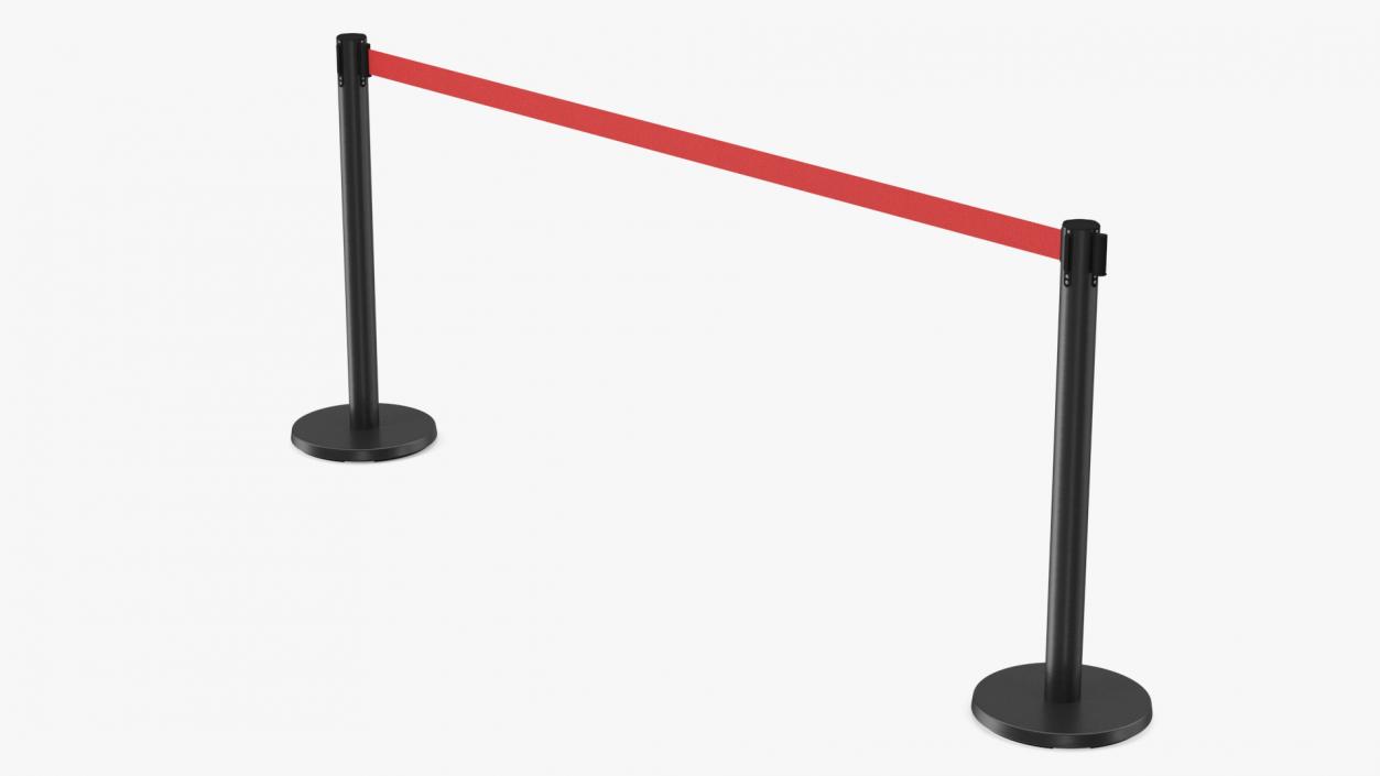 Black Flexibarrier Red Belt Stanchion 3D