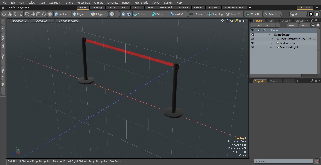 Black Flexibarrier Red Belt Stanchion 3D