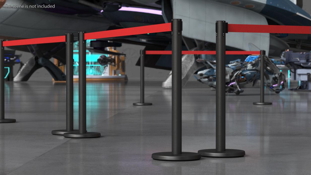 Black Flexibarrier Red Belt Stanchion 3D