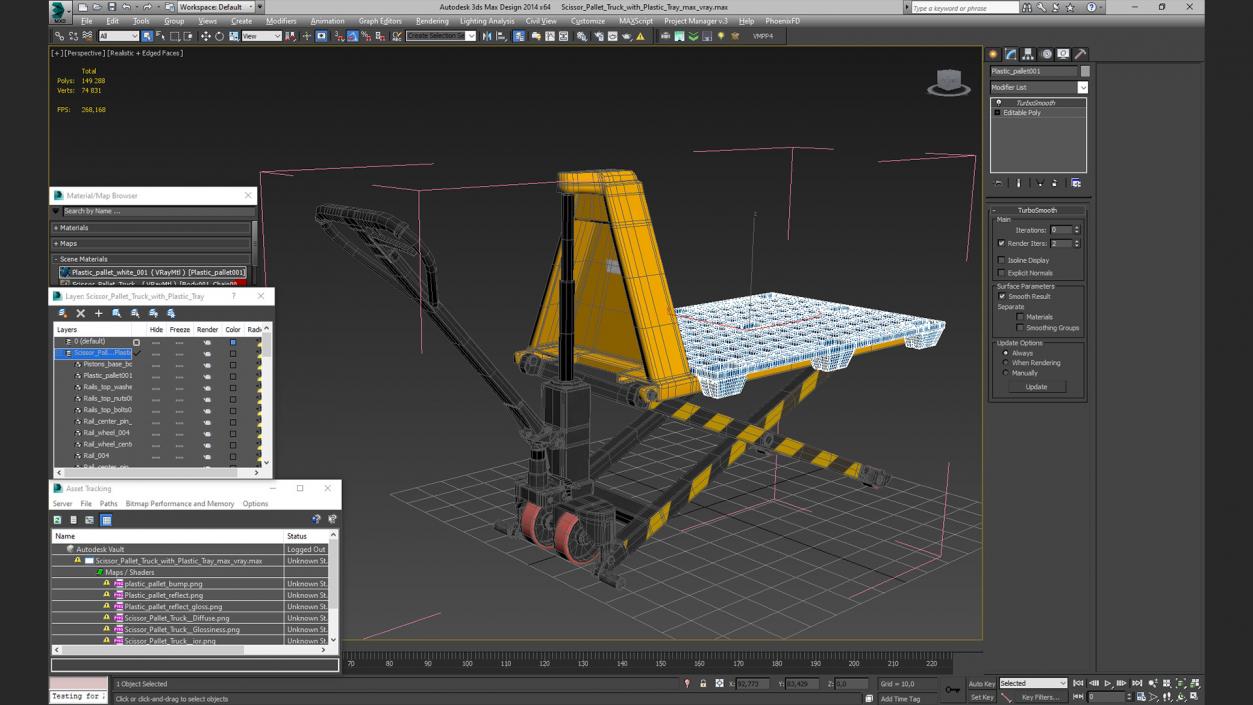 3D Scissor Pallet Truck with Plastic Tray model