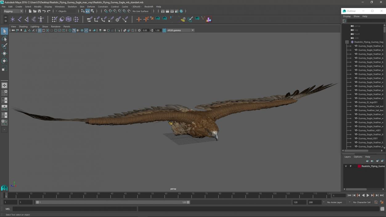 Realistic Flying Gurney Eagle 3D model