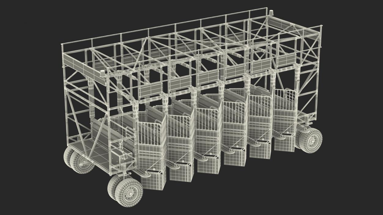 3D model 6 Horse Starting Stalls Rigged