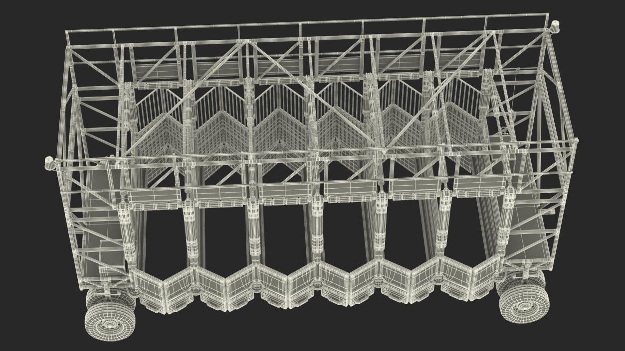 6 Horse Starting Stalls Rigged for Cinema 4D 3D model