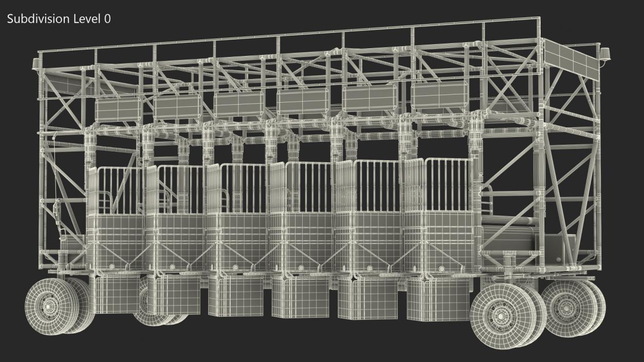 3D model 6 Horse Starting Stalls Rigged