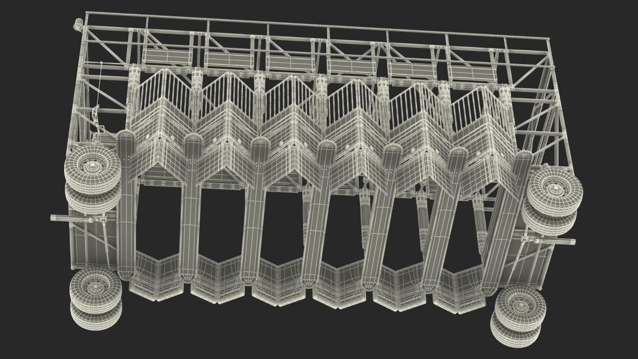 6 Horse Starting Stalls Rigged for Cinema 4D 3D model