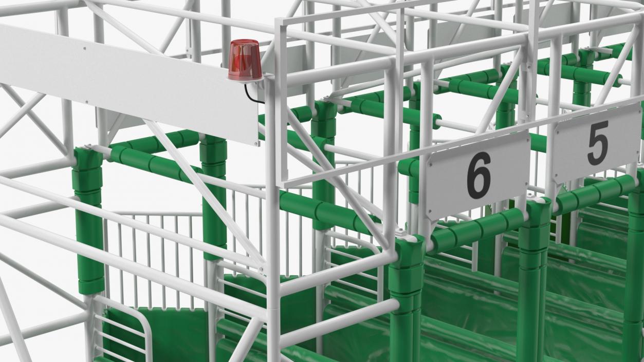 6 Horse Starting Stalls Rigged for Cinema 4D 3D model