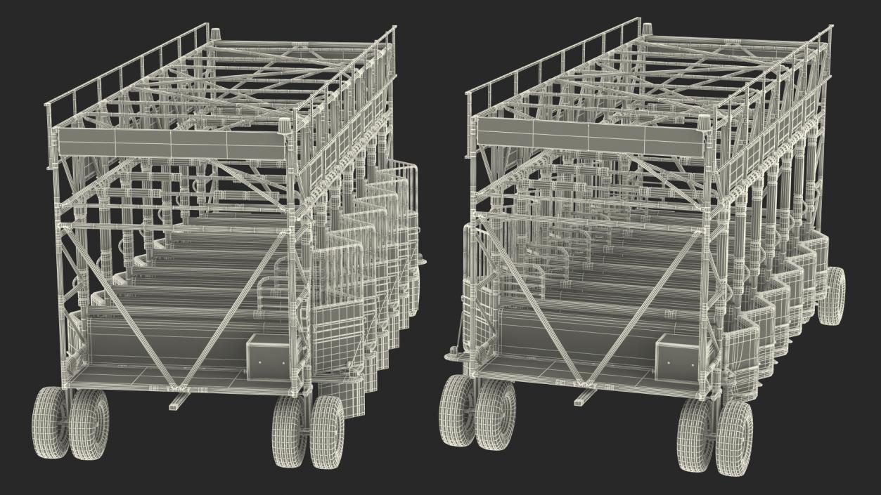 3D model 6 Horse Starting Stalls Rigged