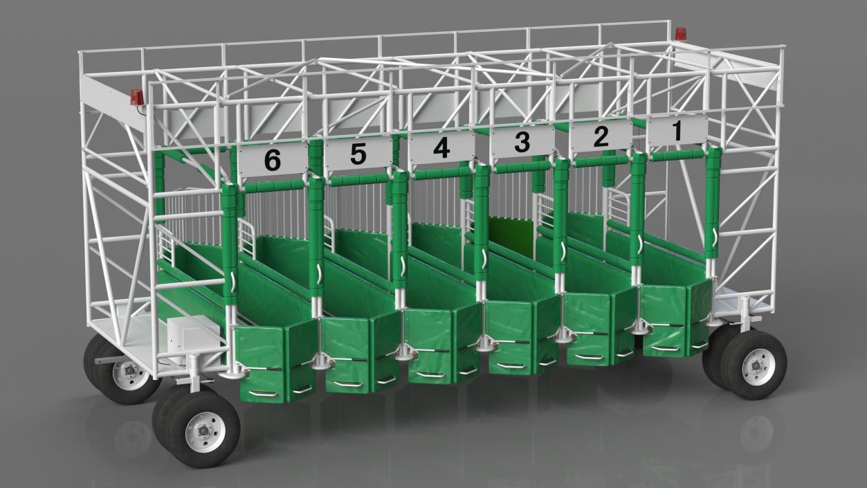 6 Horse Starting Stalls Rigged for Cinema 4D 3D model