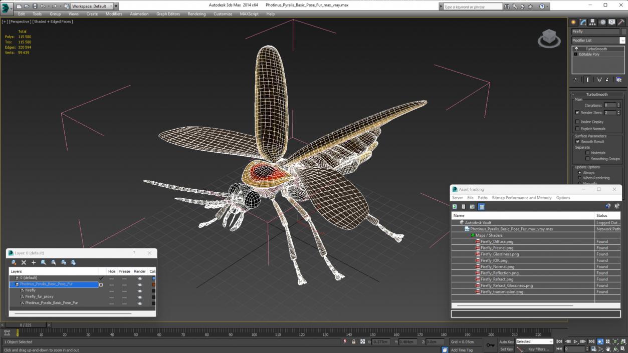 3D Photinus Pyralis Basic Pose Fur