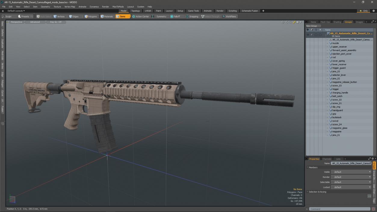 3D model AR-15 Automatic Rifle Desert Camoufleged