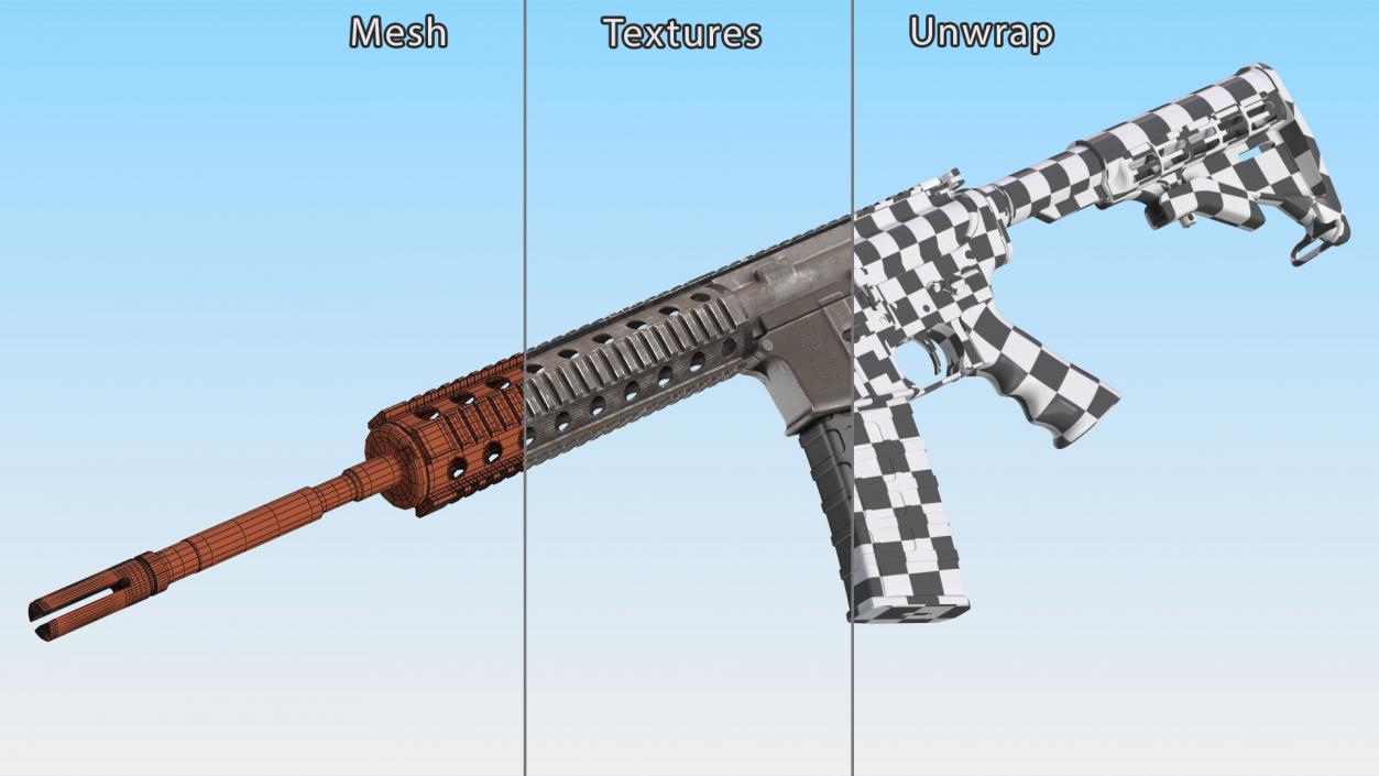 3D model AR-15 Automatic Rifle Desert Camoufleged