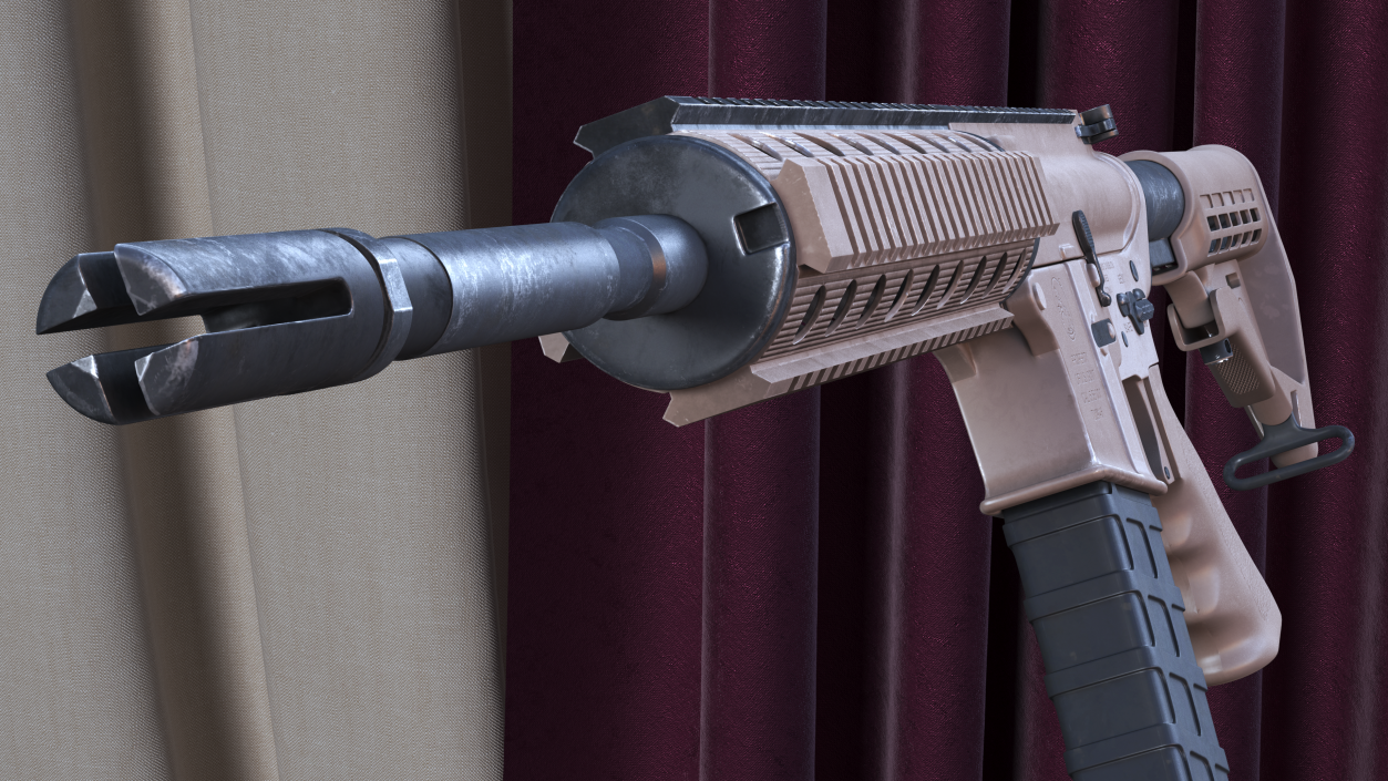 3D model AR-15 Automatic Rifle Desert Camoufleged