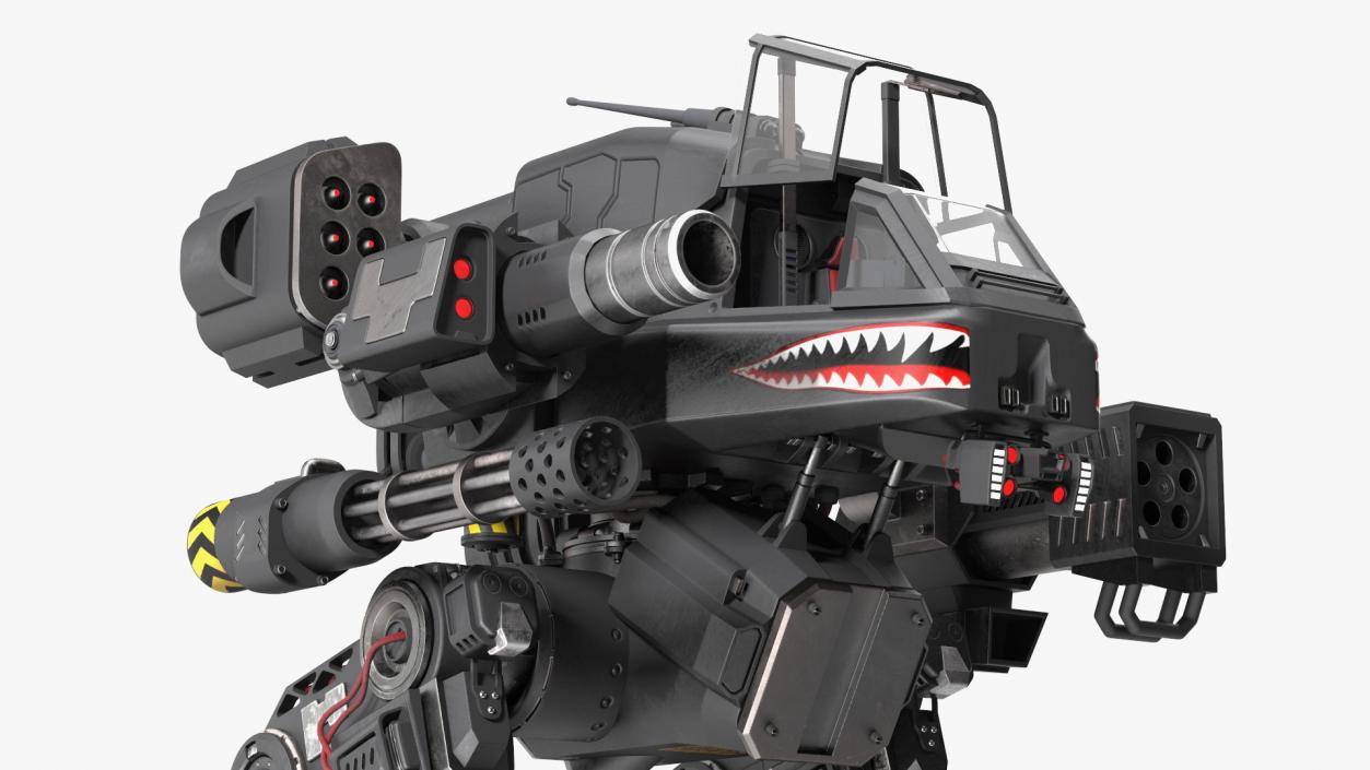 3D Big Walking Combat Robot Empty Black