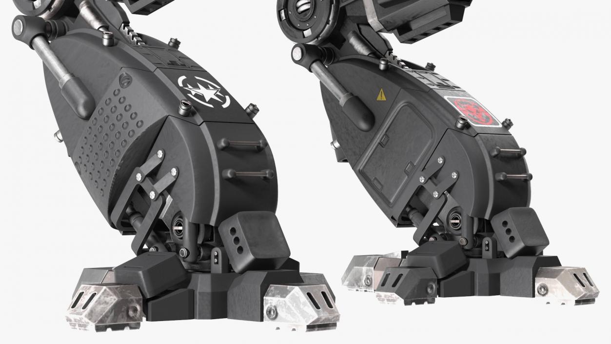 3D Big Walking Combat Robot Empty Black