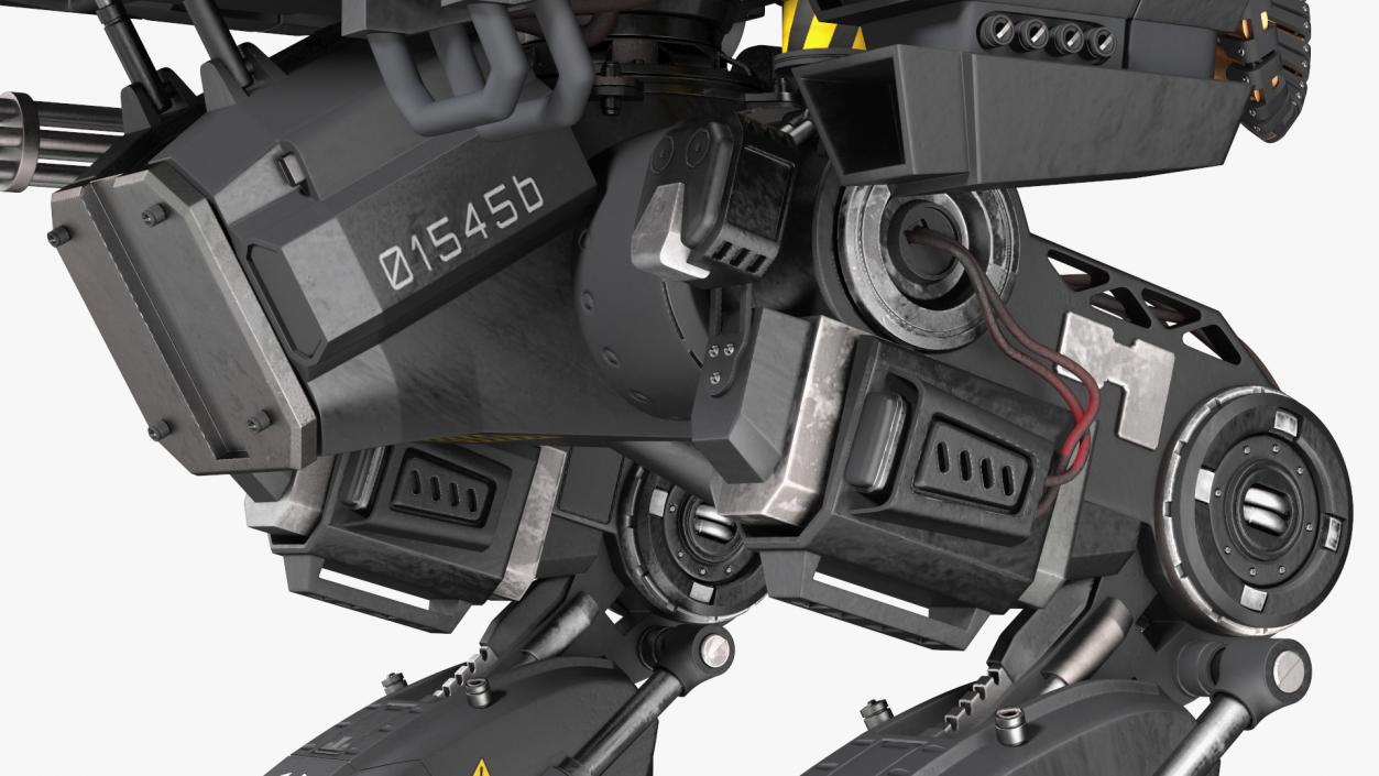 3D Big Walking Combat Robot Empty Black