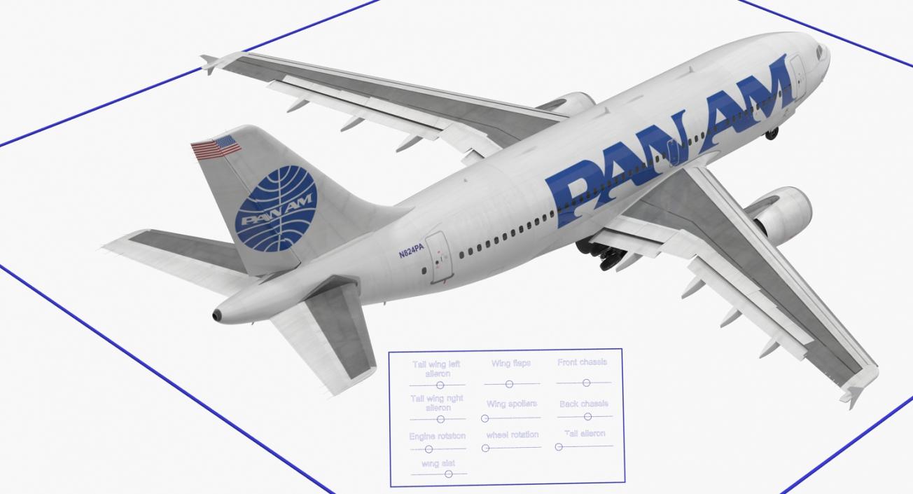 3D model Airbus A310-300 Pan American Rigged