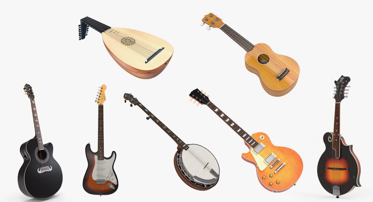 3D Stringed Instruments 3D Models Collection 2 model