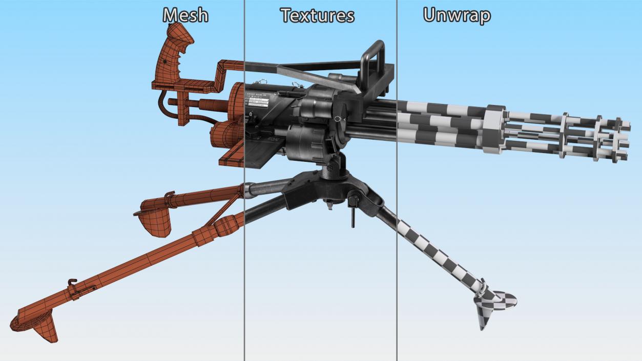 Minigun with Tripod 3D model