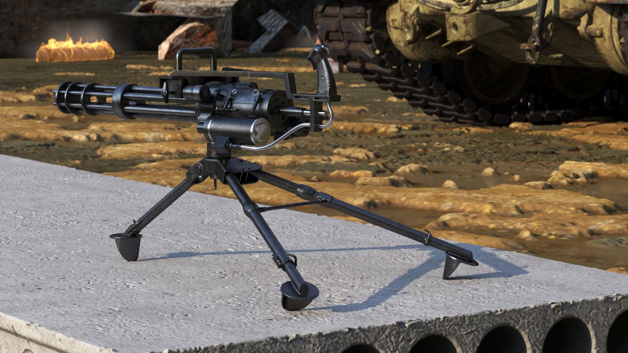 Minigun with Tripod 3D model