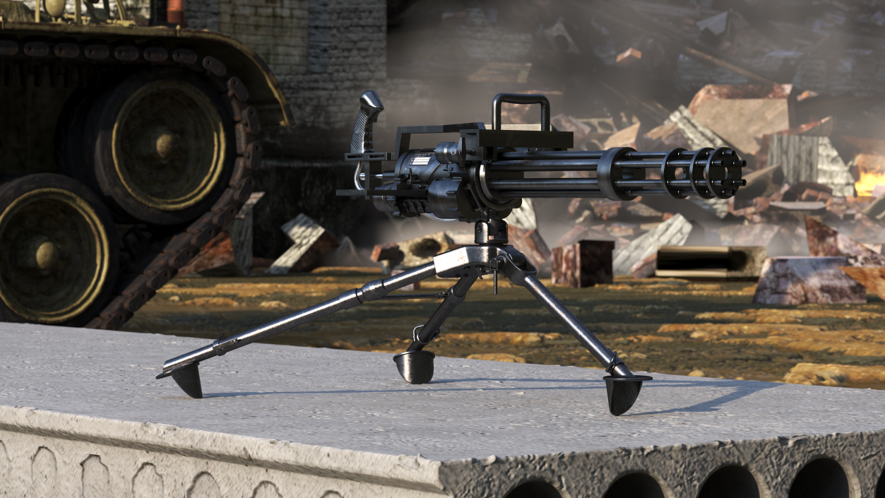 Minigun with Tripod 3D model