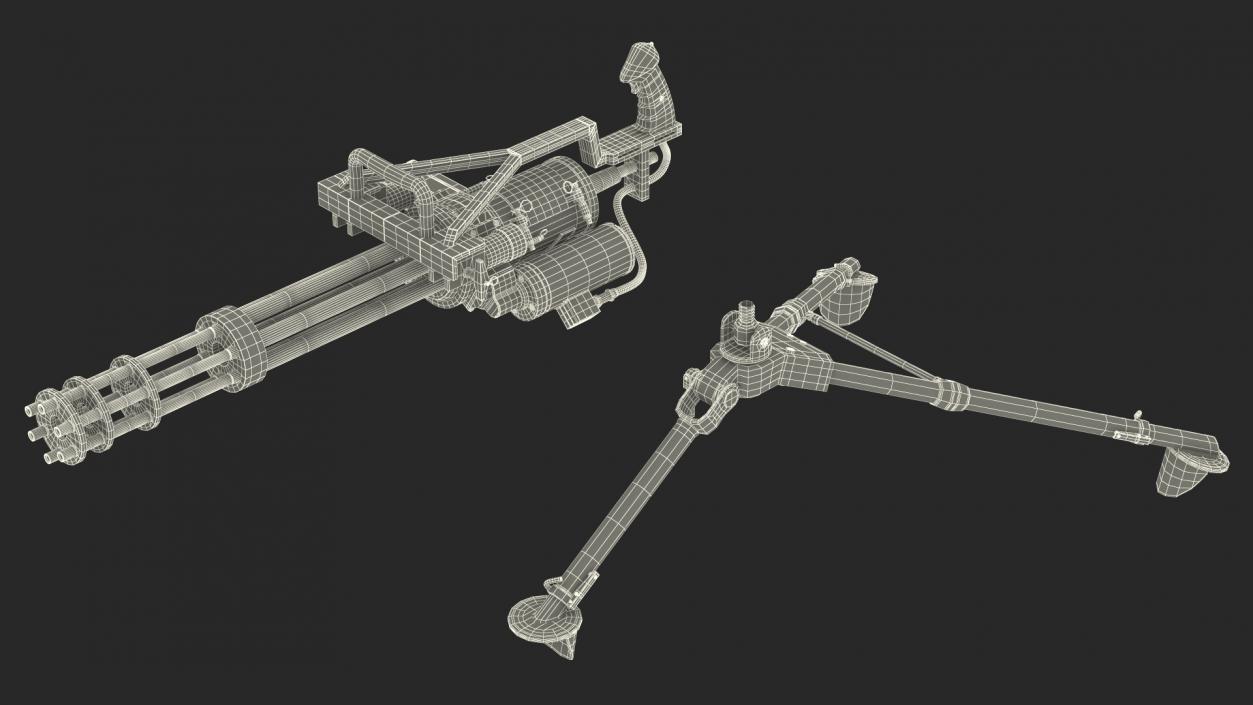 Minigun with Tripod 3D model