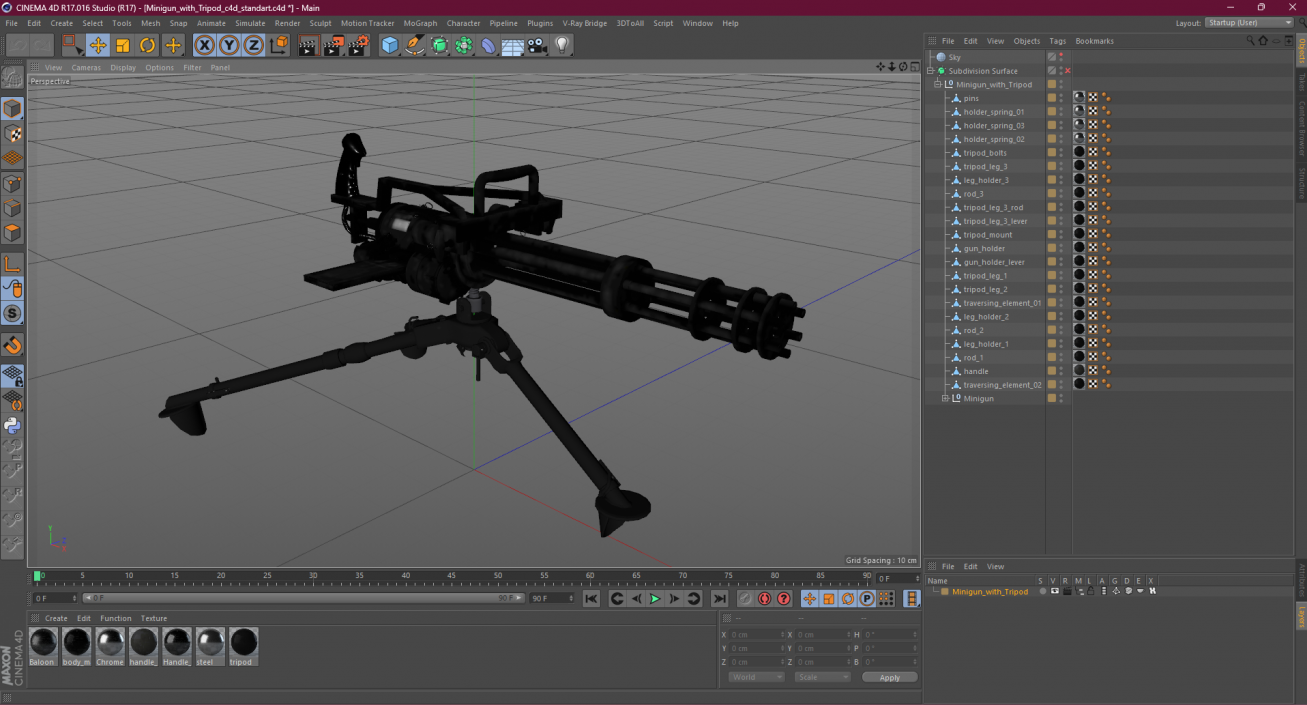 Minigun with Tripod 3D model