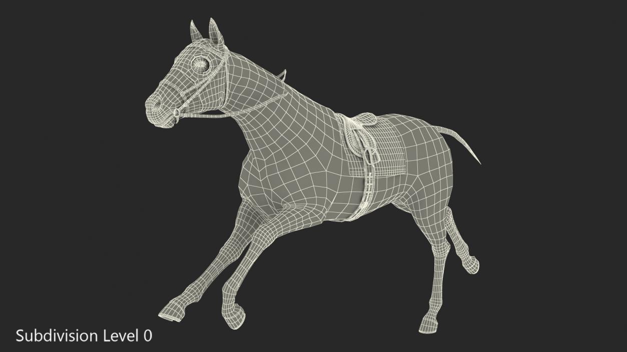 Running Racing Horse Fur 3D model