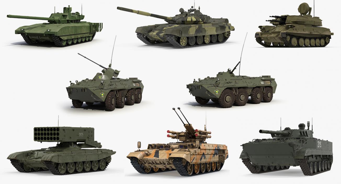 3D Russian Tanks Rigged Collection 2 model