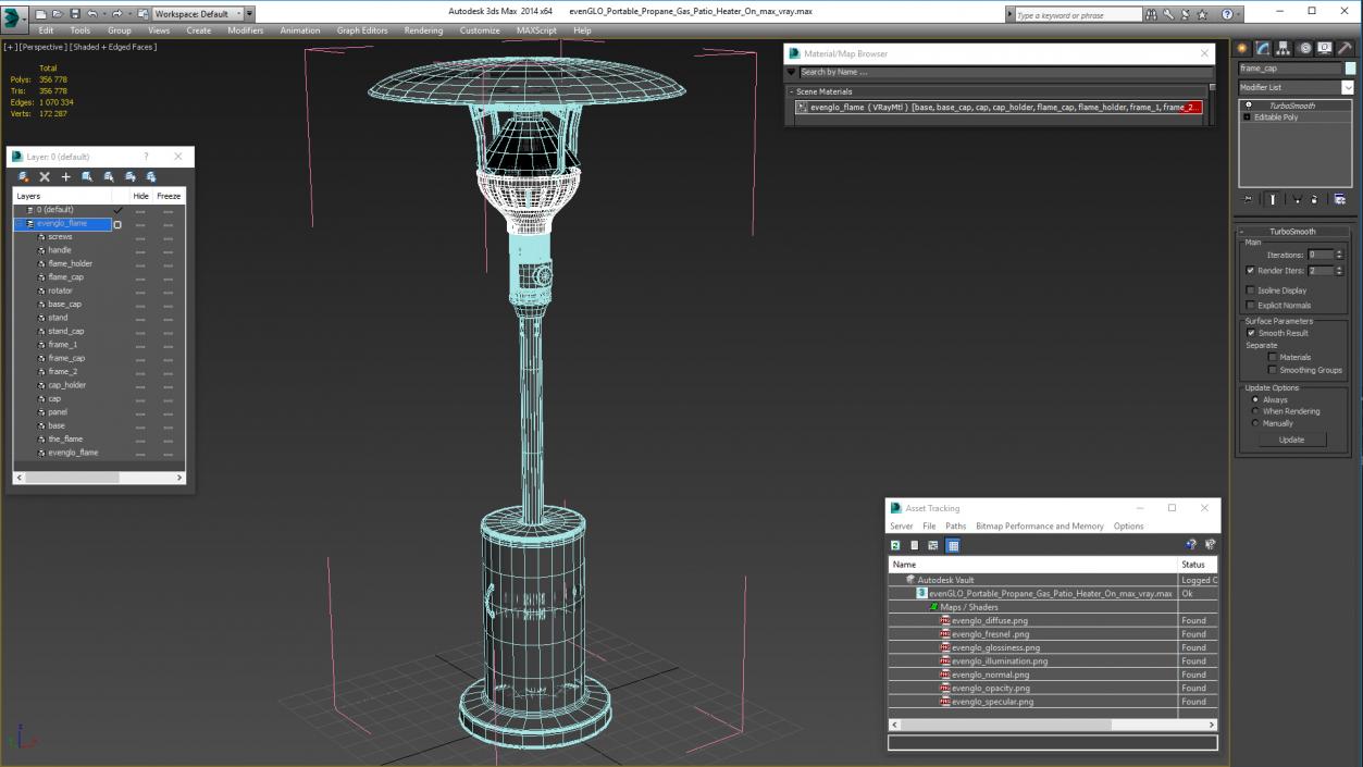 evenGLO Portable Propane Gas Patio Heater On 3D model