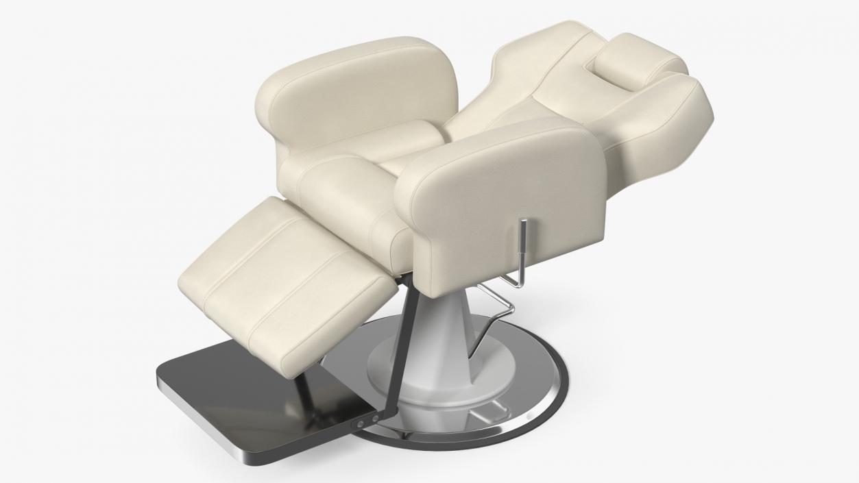 Barber Chair Reclining Unfolded White 3D