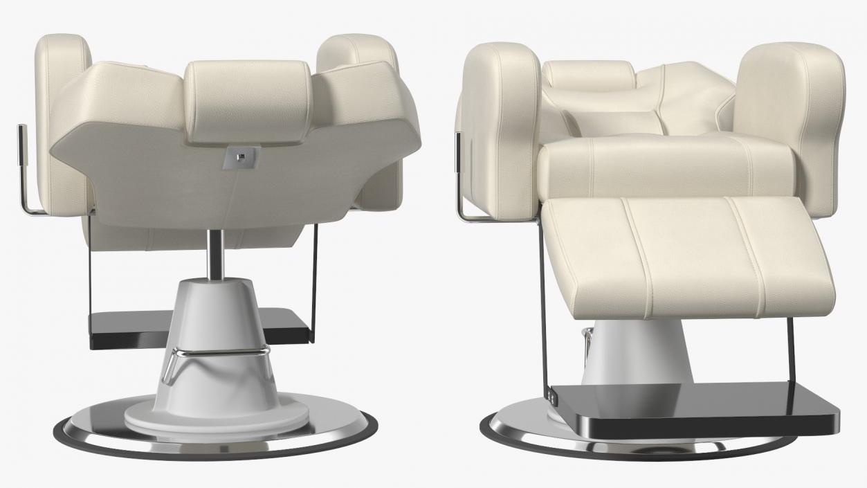 Barber Chair Reclining Unfolded White 3D