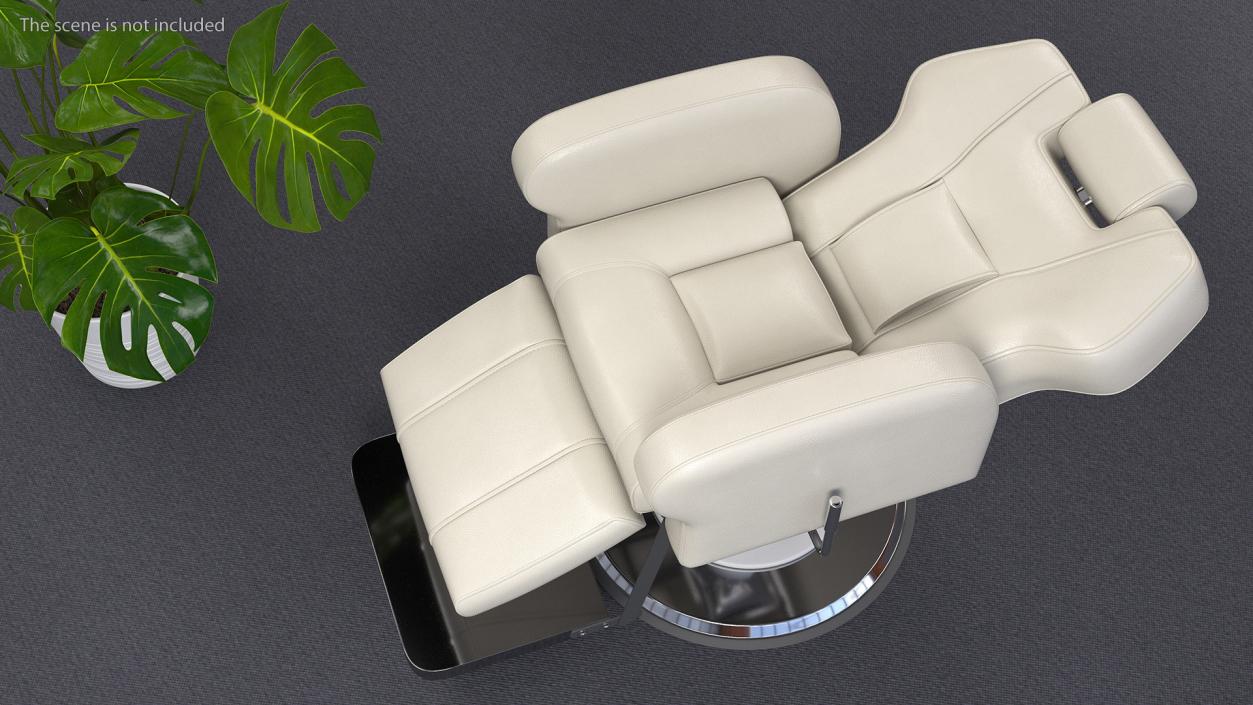 Barber Chair Reclining Unfolded White 3D